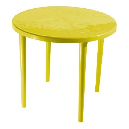 фото Стол обеденный садовый стандарт пластик круглый, желтый