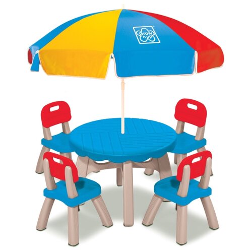 фото Летний набор grow'n up 6 предметов (столик, 4 стула, зонт) разноцветный