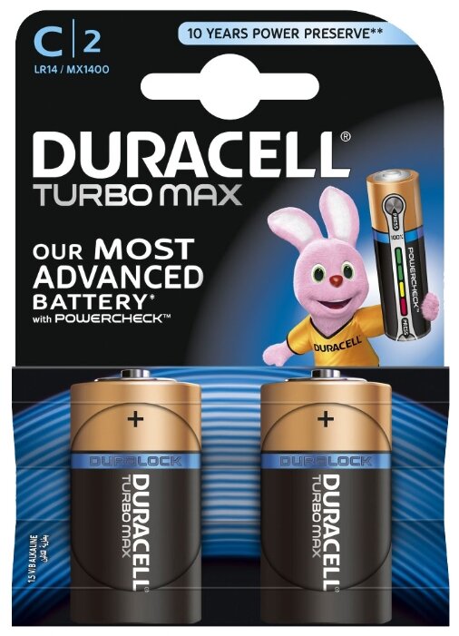Батарейка Duracell Turbo MAX C/LR14
