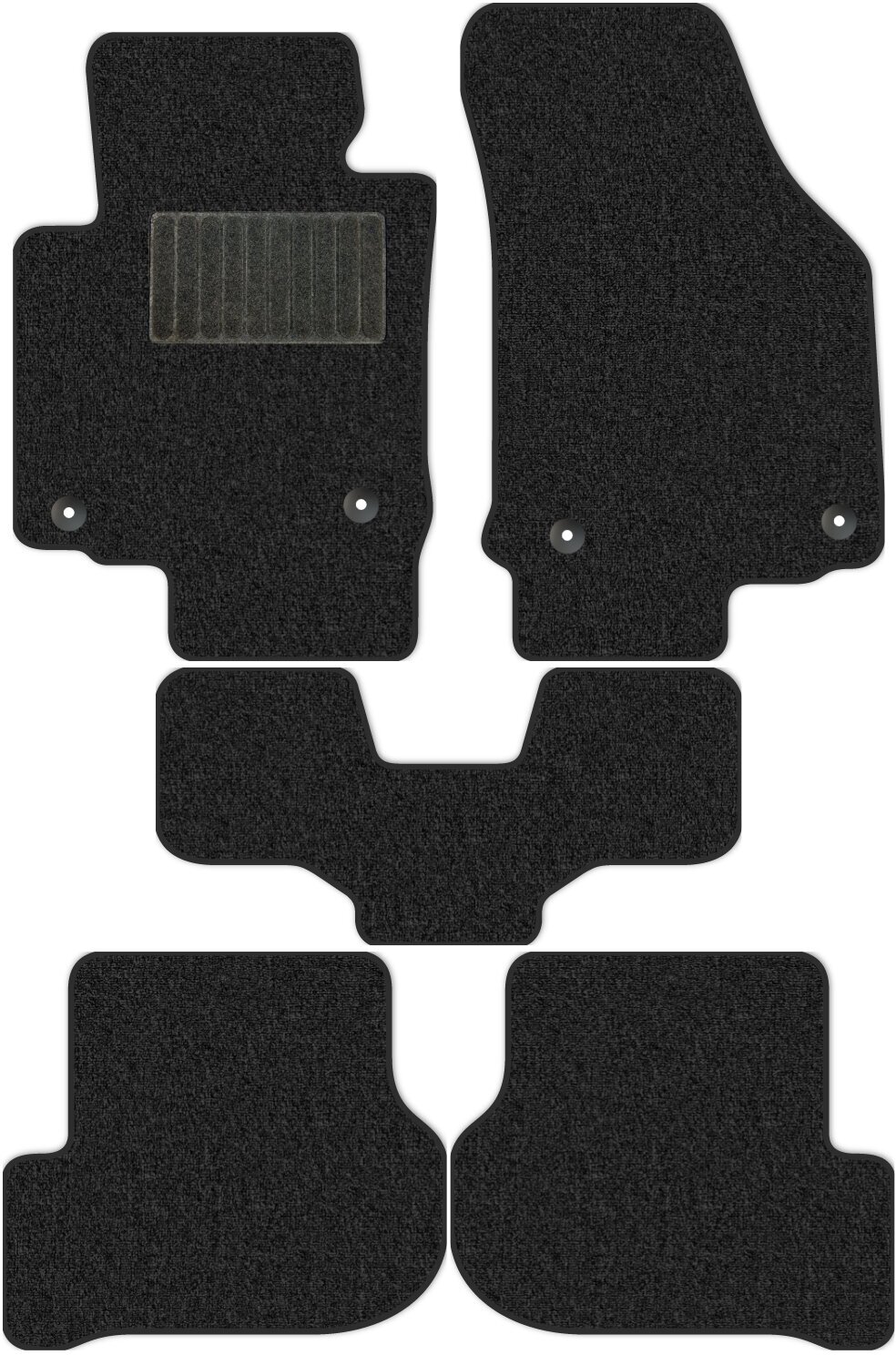 Автоковрики Allmone "Классик" для Skoda Octavia 2 (A5) 2004 - 2013, темно-серые, 5шт. / Шкода Октавия 2 / текстильные / в салон