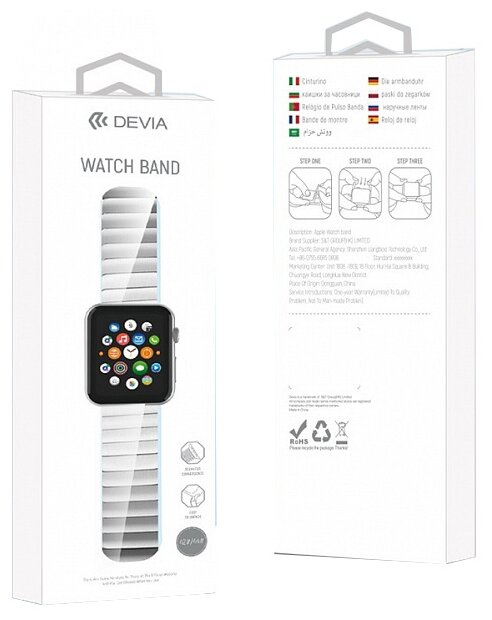 Ремешок металлический для Apple Watch series3/4/5, Devia Elegant Series Link Bracelet 38/40mm серебристый