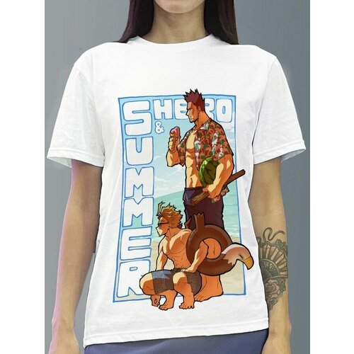 фото Футболка женская белая из хлопка с dtf рисунком аниме my hero academia - 923 будь на стиле