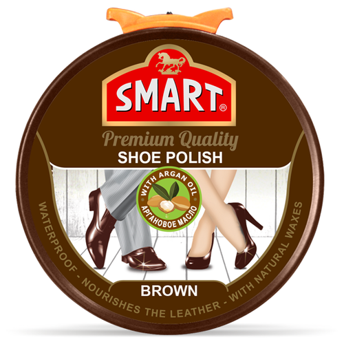 Крем-краска для обуви SMART SHOE POLISH В шайбе (50 ml) brown