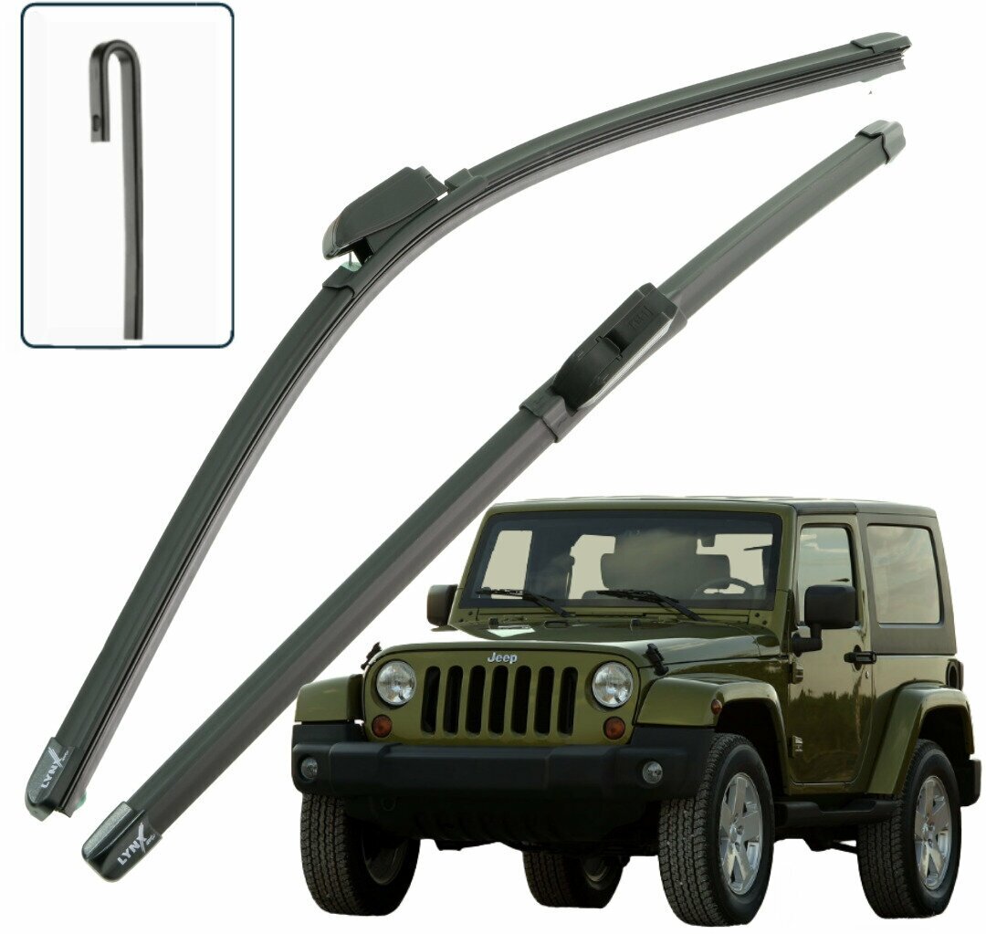 Дворники Jeep Wrangler (3) JK Джип Вранглер 3 дв 2006 2007 2008 2009 2010 Щетки стеклоочистителя бескаркасные 380мм-380мм к-т 2 шт