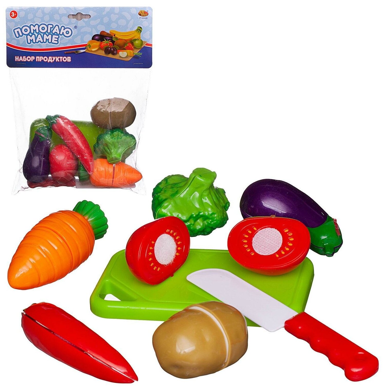 Игровой набор ABtoysПомогаю Маме. Набор продуктов для резки на липучках Овощи, 14 предметов PT-00468/овощи