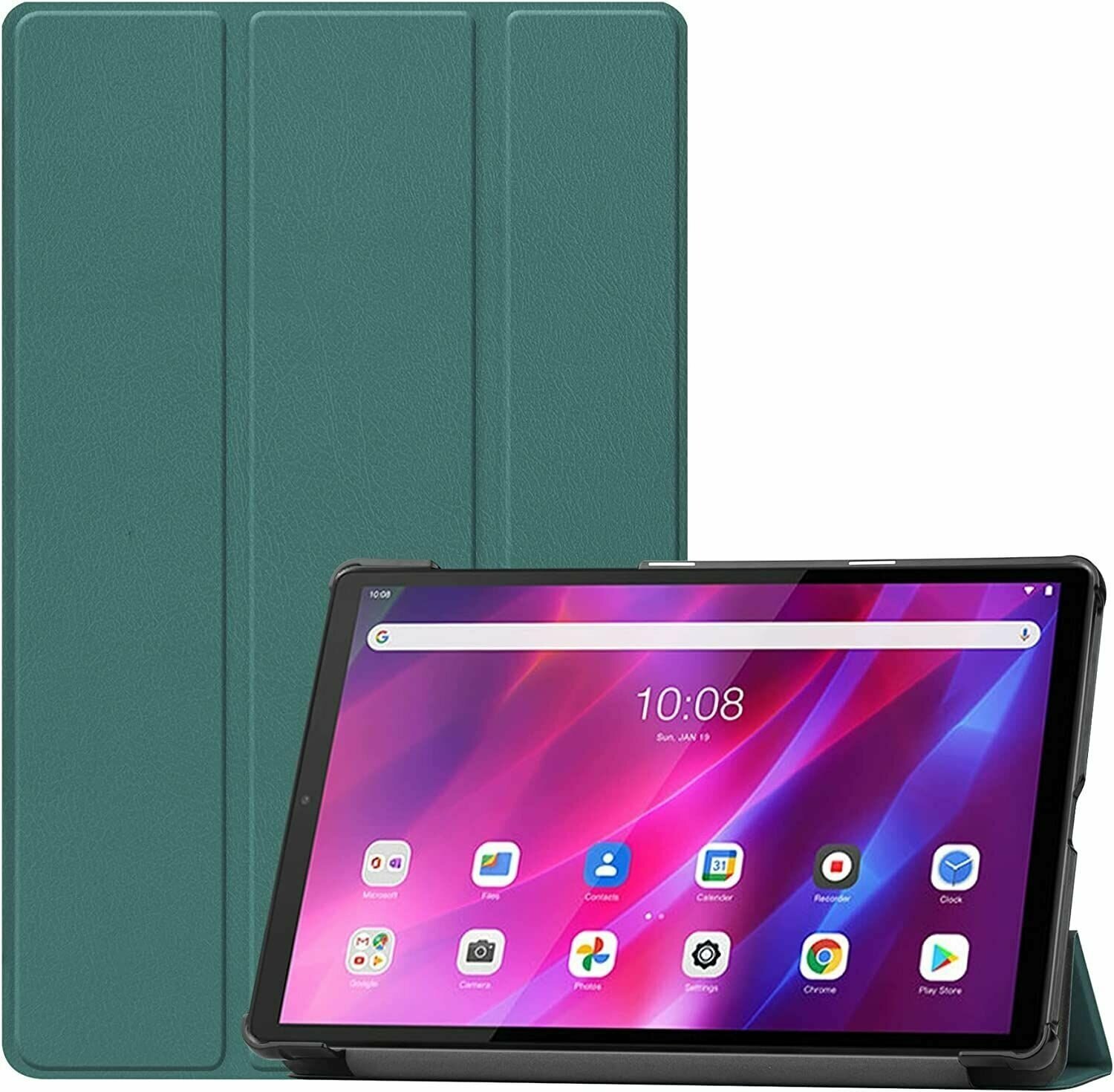 Умный чехол для Lenovo Tab K10 2021, темно-зеленый