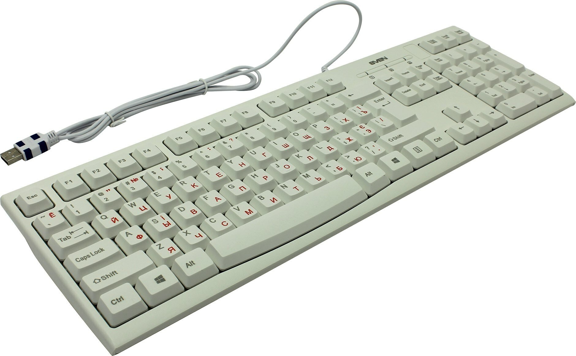 Клавиатура Sven KB-S300, мембранная, проводная, USB, белый (SV-016647)