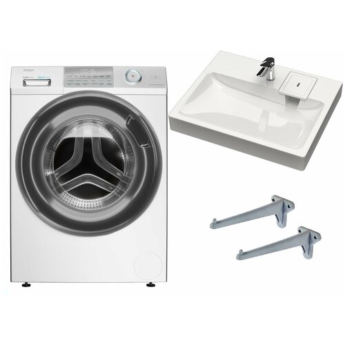 Стиральная машина с паром Haier HW70-BP12959B с раковиной Стайл 50 над стиральной машиной 5600000₽