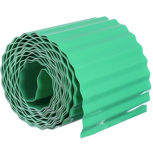 Лента бордюрная, 0.15 × 9 м, толщина 0.6 мм, пластиковая, гофра, зелёная