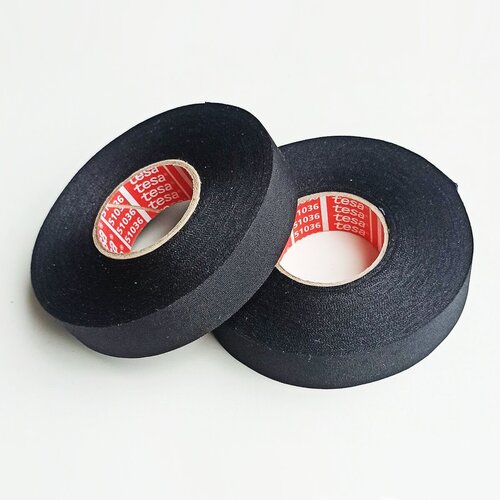 Изолента Tesa 51036 * 2шт по 25метров * 19мм * Оранжевая ПЭТ-ткань, матерчатая