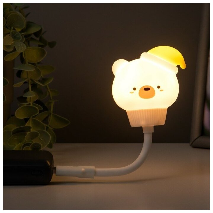 Подсветка для клавиатуры "Мишка" LED ночник USB белый 6,8х6х19 см - фотография № 3