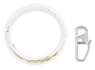 Кольцо с крючком для карниза d16/19 мм, 10 штук, цвет Белое золото, бесшумные