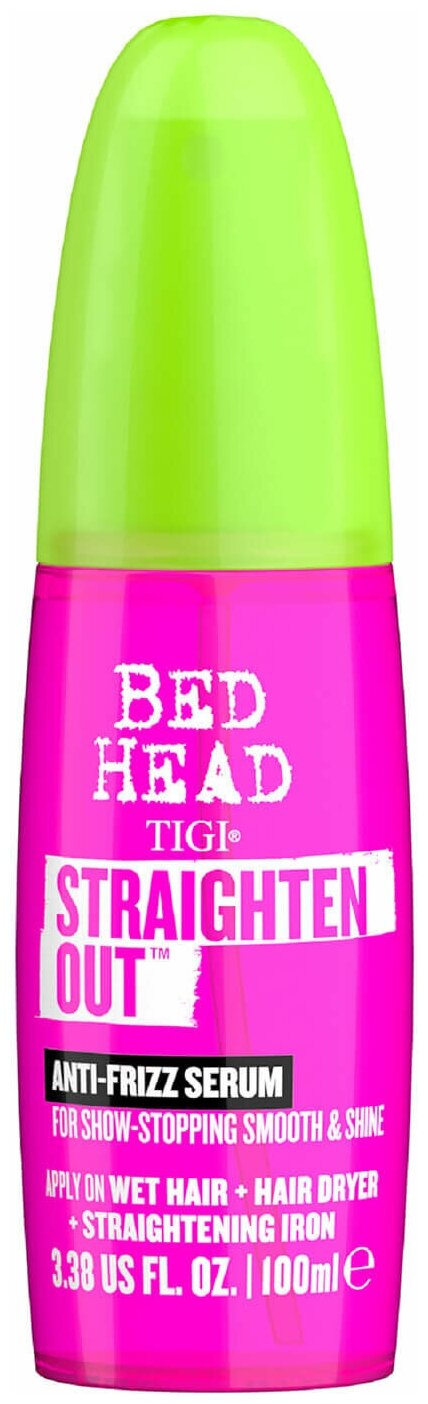 Термоактивная разглаживающая сыворотка для гладкости и блеска волос - TIGI Bed Head Straighten Out Anti-frizz Serum 100 мл 100 ml