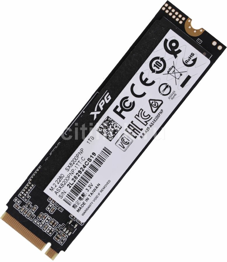 SSD накопитель A-Data XPG SX8200 Pro ASX8200PNP-1TT-C 1ТБ, M.2 2280, PCI-E 3.0 x4, NVMe, M.2