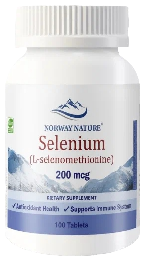 Отдельные минералы, Norway Nature, Selenium 200 mcg, 100 таблеток,