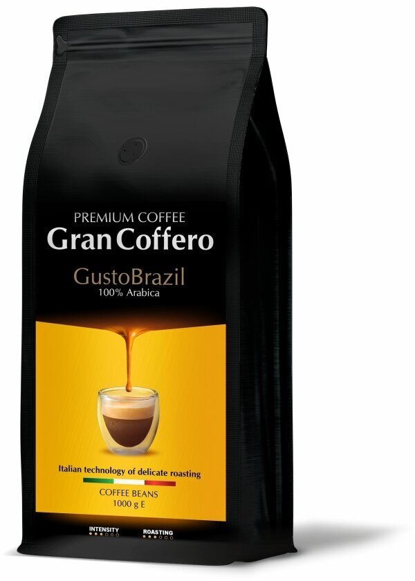 Кофе в зернах GranCoffero GustoBrazil, 100% Арабика, средней обжарки, 1 кг