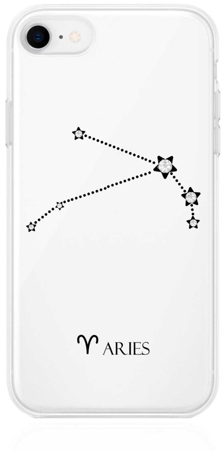 Прозрачный силиконовый чехол с кристаллами Lux для iPhone 7/8/SE2020 Знак зодиака Овен Aries для Айфон 7/8/СЕ2020