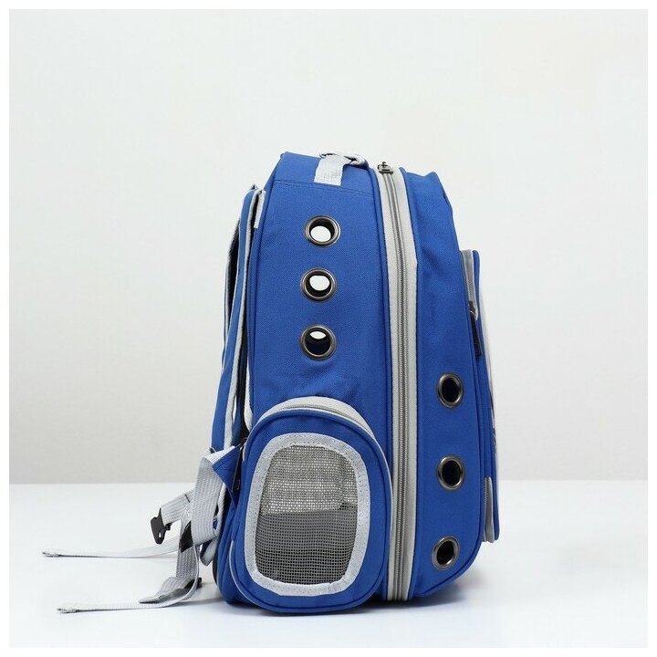 Рюкзак переноска для животных с окном для обзора 310*420*280 мм, синий - фотография № 8