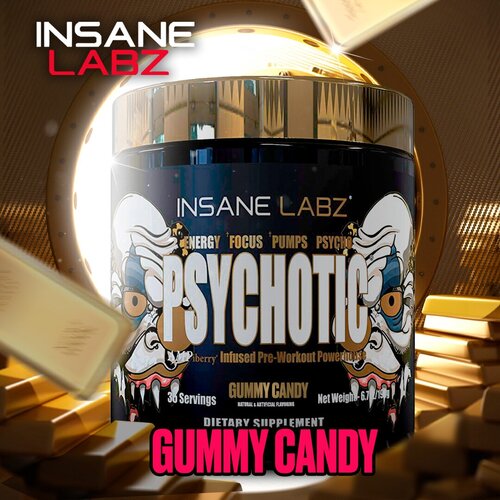 Предтреник Insane Labz Psychotic Gold 200гр, вкус мармелада