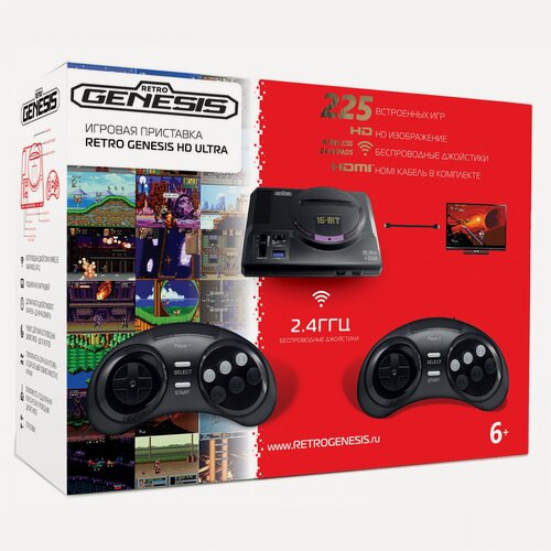 Изображение товара Retro Sega Genesis HD Ultra + 225 игр (2 беспроводных геймпада, HDMI)