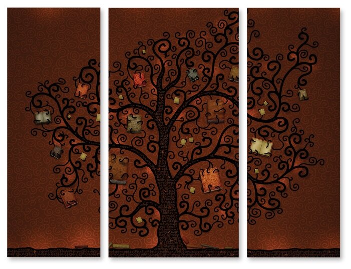 Модульная картина на холсте "Книги на дереве" 90x71 см