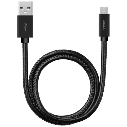 Кабель Deppa Leather USB - microUSB, 72268/72269, 1.2 м, black кабель deppa leather usb microusb 72268 72269 1 2 м black