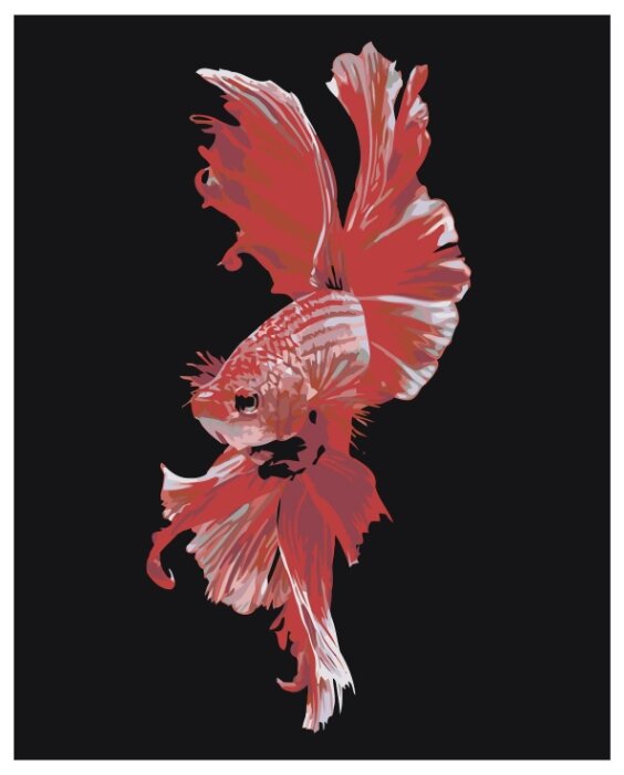 Красная рыбка Раскраска картина по номерам на холсте