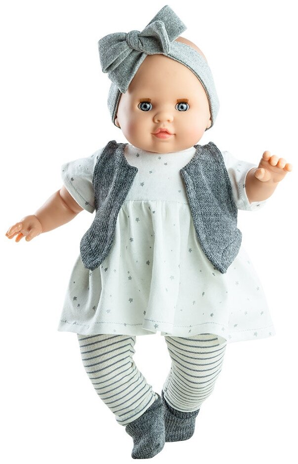 Пупс Paola Reina Ману Агата с серым бантом, 36 см