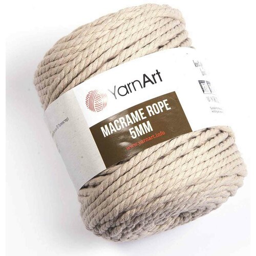 Пряжа YarnArt Macrame Rope 5mm холодный бежевый (753), 60%хлопок/ 40%вискоза/полиэстер, 85м, 500г, 5шт