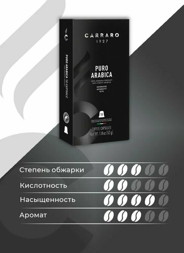 Кофе в капсулах Carraro Puro Arabica, для Nespresso, 10 шт - фотография № 2