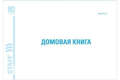 Домовая книга (поквартирная), форма № 18, 80 л, картон, блок офсет, А4 (292х200 мм), STAFF, 130193