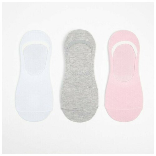 Носки Kaftan, 3 пары, размер 36-39, серый, розовый, белый носки женские подарочные в коробке 3 пары