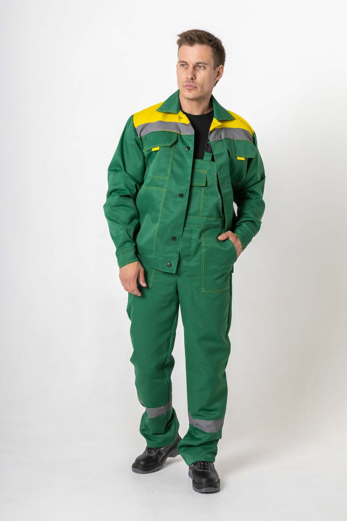 Рабочий костюм мужской спецодежда мужская зеленый 52-54 рост 182-188 см