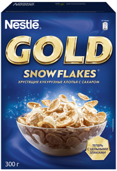 Готовый завтрак Nestle Gold Snow Flakes. Хлопья кукурузные хрустящие, обогащенные витаминами и минеральными веществами, коробка, 300 г