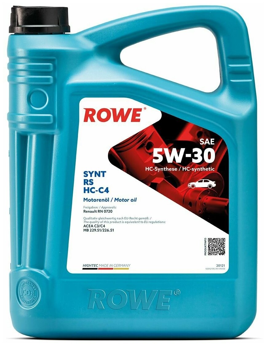 HC-синтетическое моторное масло ROWE Hightec Synt RS SAE 5W-30 HC-C4, 5 л 20121-0050