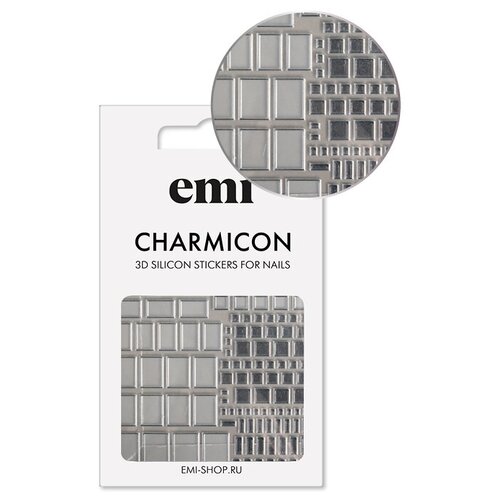 E.Mi, 3D-стикеры №159 Квадраты серебро Charmicon 3D Silicone Stickers