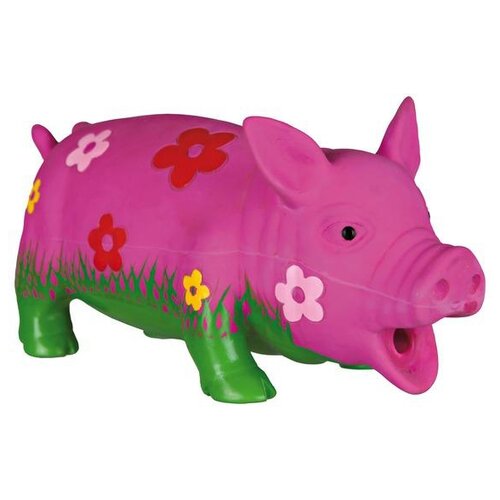 Игрушка для собак TRIXIE Pig 35185, розовый/зеленый trixie игрушка свинья со щетиной 21 см латекс