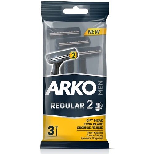 Одноразовый бритвенный станок Arko Men Regular2, одноразовый, 3 шт. станки для бритья arko men 2 лезвия одноразовые 5 шт