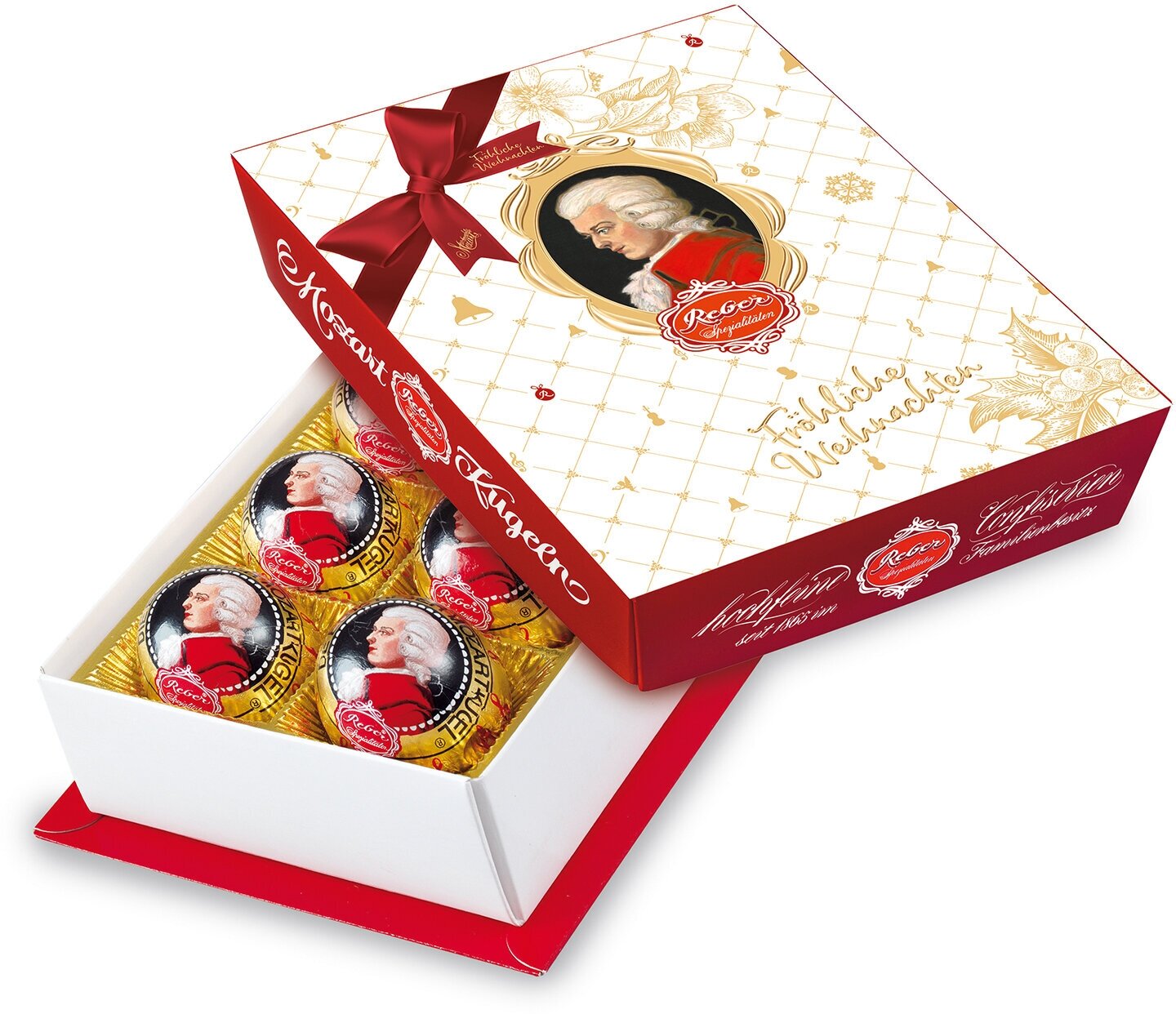Подарочный набор Reber Mozart Шоколадные конфеты из горького и молочного шоколада, 120г