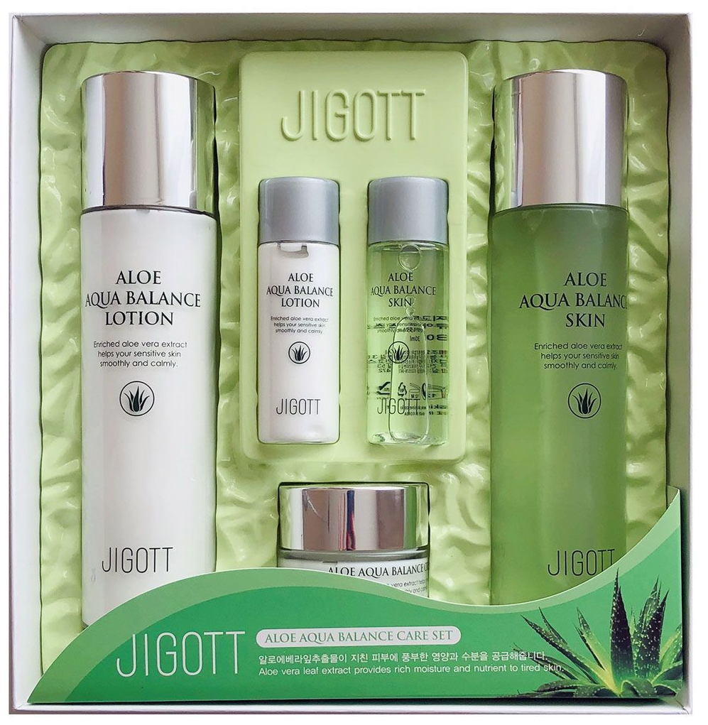 Набор уходовый с экстрактом алоэ Jigott Aloe Aqua Balance Skin Care 3Set (150 мл*2 шт/50 мл/30 мл*2 шт)