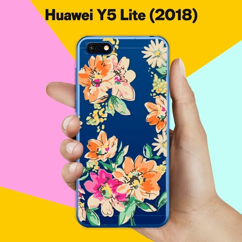 силиконовый чехол цветы оранжевые на huawei y5 prime 2018 Силиконовый чехол Цветы оранжевые на Huawei Y5 Lite (2018)