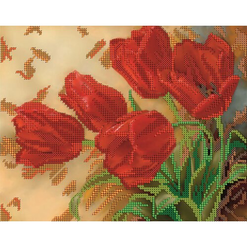 Вышивка бисером картины Тюльпаны 19*24см