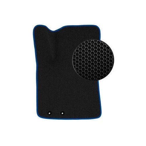 EVA коврик автомобильный водительский для Largus 2012-2021 3D, черный с синий окантовкой (Лада Ларгус) I ЭВО коврики для автомобиля I EVO коврики в машину I ЭВА коврик I ЕВА коврик I коврик соты I коврики в салон авто I автоковрики