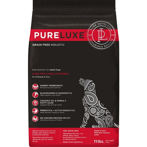 Сухой корм PureLuxe для взрослых собак всех пород со вкусом ягненка и нута, 2шт по 400г