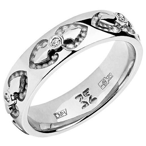 фото Эстет кольцо с 6 бриллиантами из белого золота 01о620329, размер 18