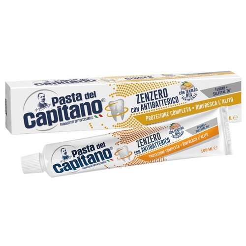 Зубная паста Pasta del Capitano Комплексная защита полости рта, имбирь, 100 мл ополаскиватель для полости рта pasta del capitano total protection ginger 400 мл