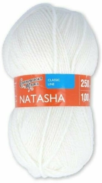 Пряжа Natasha (НаташаПШ) 1 шт цвет: ультрабелый 0964 50% шерсть, 50% акрил 250м/100гр