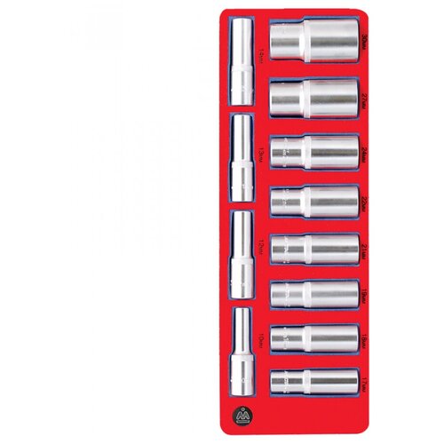 Набор глубоких головок 1/2”, двенадцатигранные, ложемент, 12 предметов мастак 5-014212