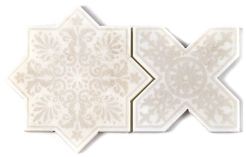 Итальянская мозаика мрамор Skalini PNT-3-(ANTICO) (цена за пару) бежевый светлый узор цветок