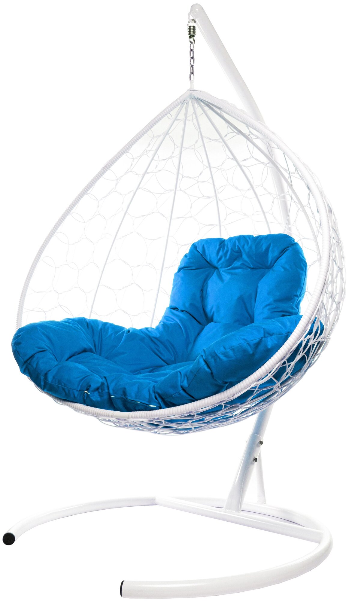 Подвесное кресло M-Group XL ротанг белое, синяя подушка - фотография № 2
